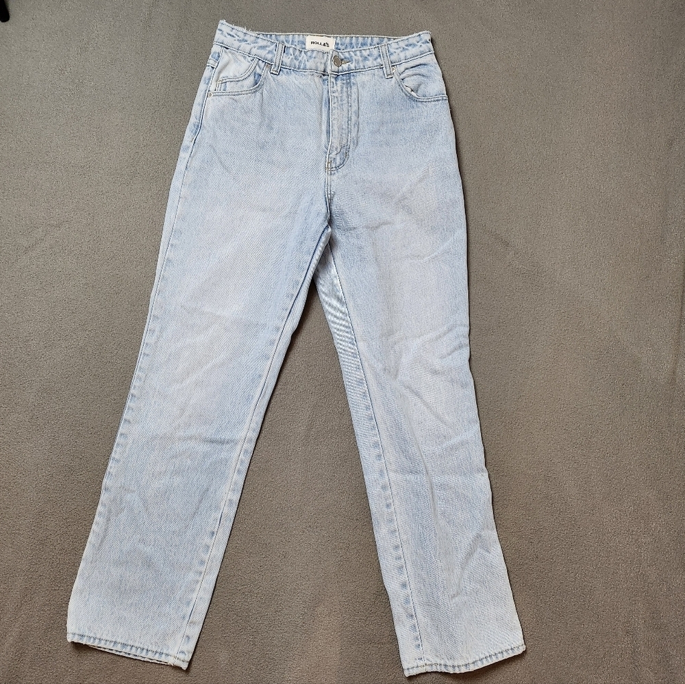 ROLLA'S Light Blue Straight Leg Jeans Sz 28 High Rise